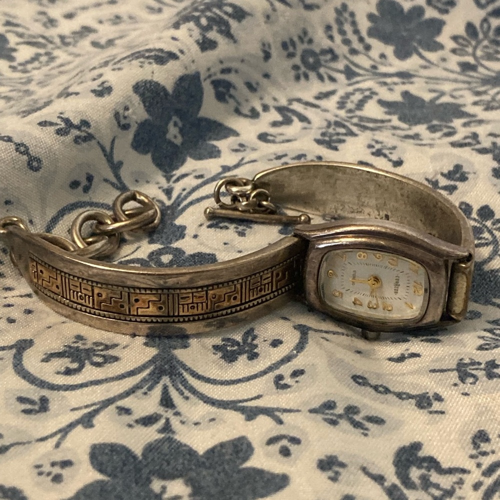 RMT RODERICK TERNARIO RELIOS STERLING SILVER 14K GOLD SOUTHWEST BRACELET WATCH